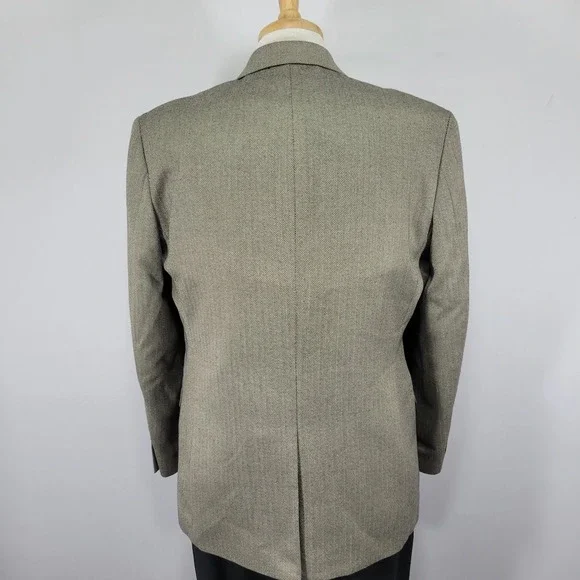 Chaps Men's Sport Coat Blazer Two Button Light Brown Herringbone‎ Poly Blend 42R